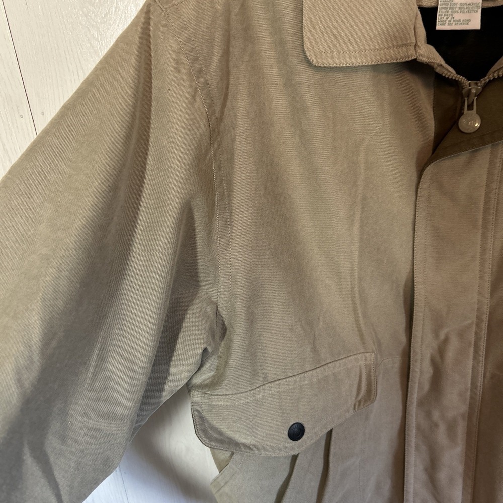 Forest Club Large Tan Canvas Bomber Jacket By Rainforest - Picture 3 of 6